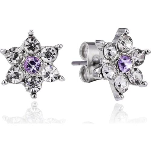 Seialoy Shiny Crystal Flower Earrings For Women Girl Fine Purple Stud Earrings Jewelry Friends Couple Birthday Gift Anti Allergy