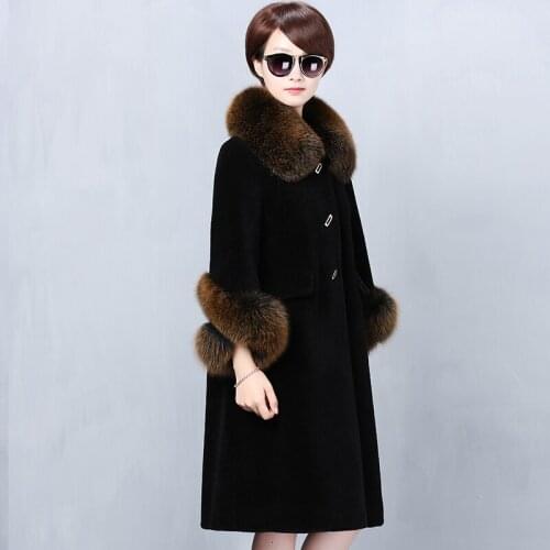 Women real fur coat, Korean sheep haircut, fox fur, collar jacket, womens clothing, 2020, winter coat for women