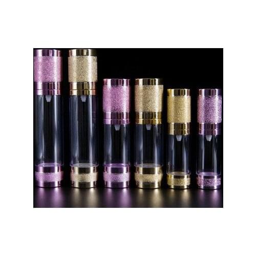 15ml 30ml 50ml Gold Pink Glitter Diamond Airless Vacuum Bottles Luxury Emulsion Lotion Fragrance Perfume Spray Bottle 10pcs/lot