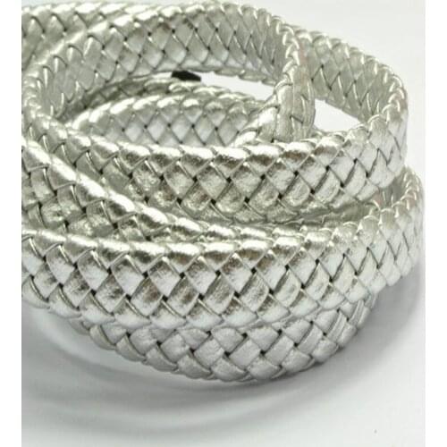 16 yard 8 yard 4yard 2 yard 1yard 16.4 Feets Silver Flat Braided Synthetic Leather Cord 10X4mm Bracelet accessories decoration