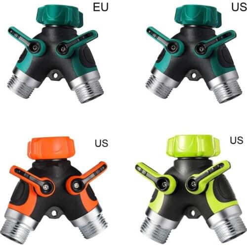 2 Way Heavy Duty Garden Tap Hose Splitter Y Connector Distributor Shut Off Water Valves