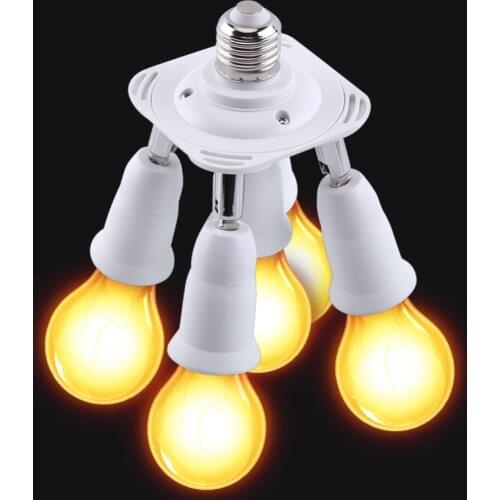 5 in 1 Adjustable E27 To E27 Socket Lamp Base Light Lamp Bulb Holder Adapter Power Socket Splitter Were Approved by CE/RoHs