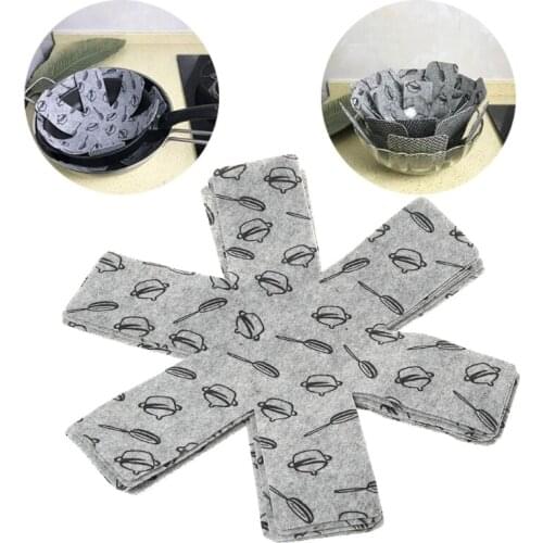 6PCS Pot Pan Protectors Gray Print Premium Divider Pads Scratching Separate