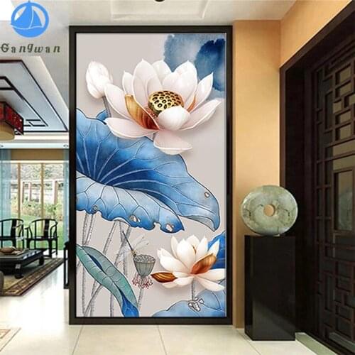 5D DIY Diamond Embroidery Abstract art, lotus, lotus leaf flower Diamond Painting Cross Stitch Mosaic New Arrival Wall Art