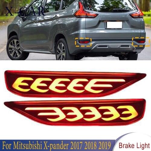 X-CAR 1 Pair LED Car Rear Bumper Reflector Tail Brake Light Bar Fog Lamp Tailight For Mitsubishi X-Pander 2017 2018 2019