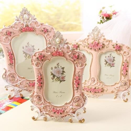 6 Inches 7 Inch Photo Frame European Ppastoral Retro Wedding Photo Frame Pink Photo Frame Wall-Mounted Photo Frame Decoration