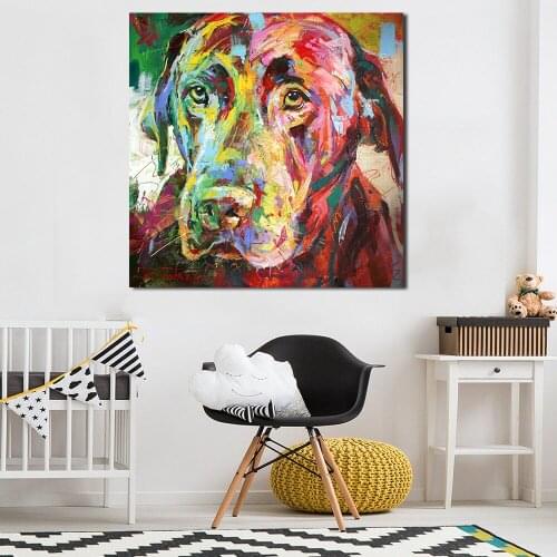 JQHYART Canvas Oil Painting Moder Home Decor Picture Labrador Wall Pictures For Living Room No Frame
