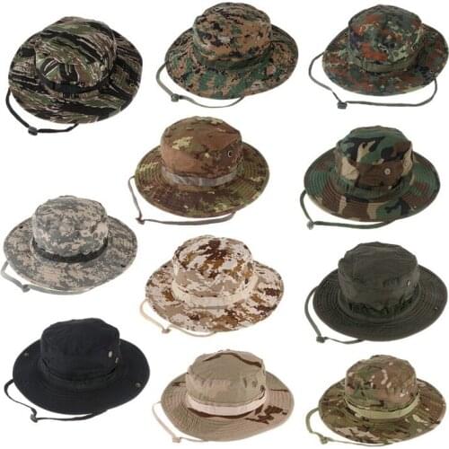 Camouflage Hunter Hat Sniper Hidden Jungle Sports Ripstop Combat Caps Wide Brim Bucket Hat Camping Hiking Head Wear