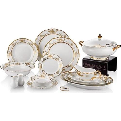 Collection Gloria 100 Piece Dinnerware Gold Rosıe WH
