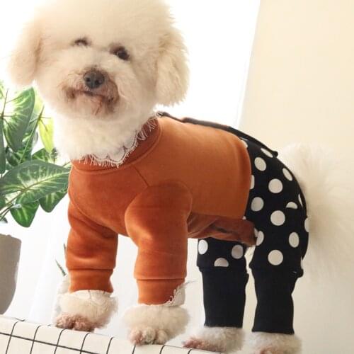 Pet Dog Jumpsuits Puppy Long Sleeve Plus Velvet Clothes Protect Belly Overalls For Small Dogs Pajamas Chihuahua Sweatshirt Coat