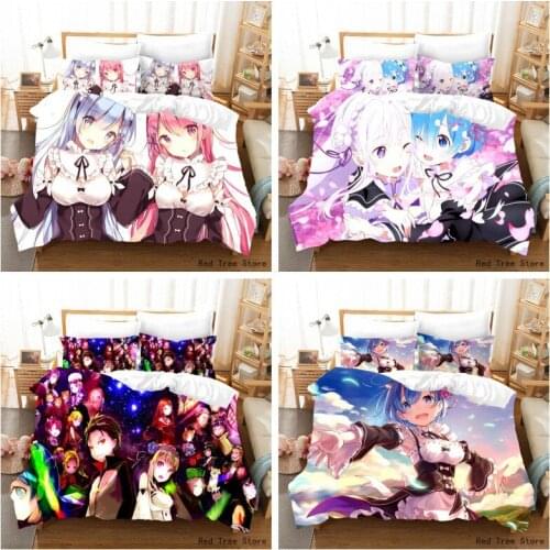Japan Anime Series Bedding Set Cartoon Lovely Girls 3D Printed Duvet Cover and Pillowcase for Kids Adults Twin Size Full Bedline