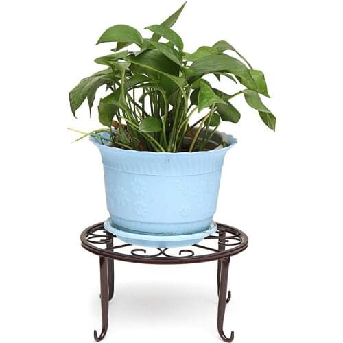 24x24x13CM Wrought Iron Pot Plant Stand Flower Shelf Holder Garden Shelves Garden Plant Balcony Round Rack Home Decor