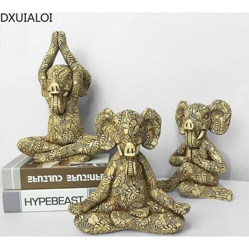 Creative Animal Sculpture Decoration Resin Crafts Home Living Room Dining Room Entrance Zen Meditation Elephant Decoration