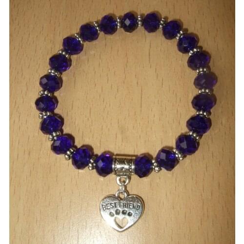 Fashion Heart carved dog paw Pendants Stretchy Bracelet Glass Beaded Bracelets&Bangle DIY Jewelry q17