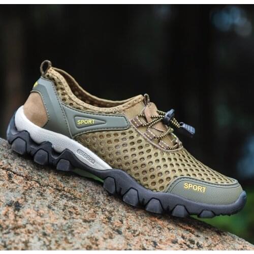 New Mens Hiking Mountain Shoes Men Outdoor Athletic Shoes Men Wearable Sports Upstream Shoes for Men Light Elastic Band Trainers
