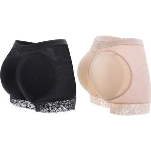 N7MF Women Seamless Push Up Padded Butt Lifter Panties High Waist Underwear Mesh Body Shaper Boyshort Lace Trim Hip Enhancer