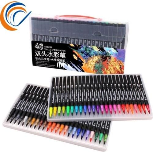 Watercolor Markers for Drawing Painting Set 48/60/72/100 Colors Per Set Professional Water Coloring Brush Pen Set Dual Tip