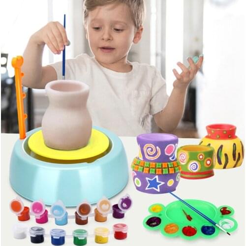 Pottery Wheel Kit for Kids Handmade Artist Paint Pottery Studio Ceramic Machine Educational Handicraft DIY Toy for Boy X