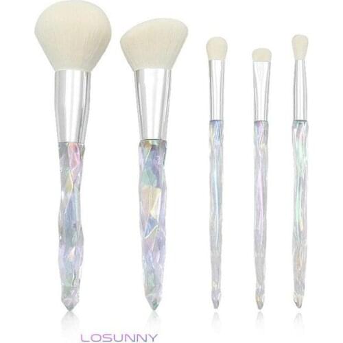 LOSUNNY 5 Pcs Clear Cystal Diamond Handle Makeup Brush Set Eye Brush PVC Packaging Beauty Makeup Tools Beauty tools