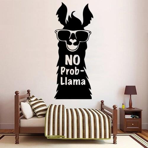 Cartoon Style Alpacas Phrase Waterproof Wall Stickers for Living Room Company School Office Decoration Decal Creative Mural