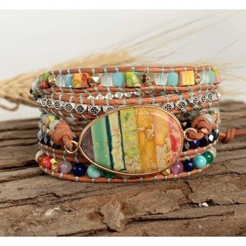 Natural King Stone Hand Woven Seven Chakras Bracelet Colorful Multi-layer Bracelet Ladys Bracelet Natural Stone Bracelet Gift