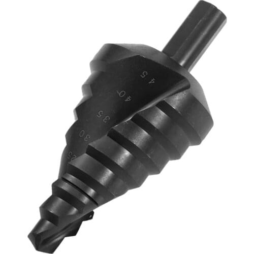 New 10-45mm HSS Titanium Coated Step Drill Bit 8 Step Wood Metal Reamer Hole Saw Triangle Shank Spiral Grooved Core Drill Bits