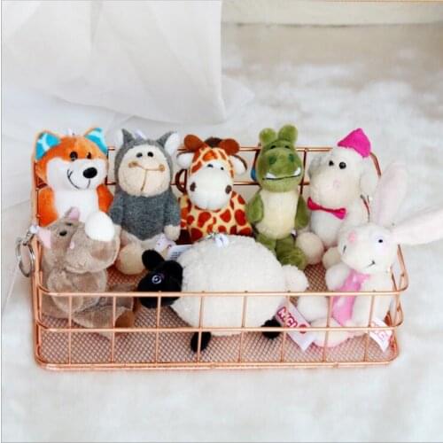 Wholesale 10pcs 10cm forest giraffe crocodile rhino sheep wolf fox plush little bag key chain pendant stuffed toy children gift