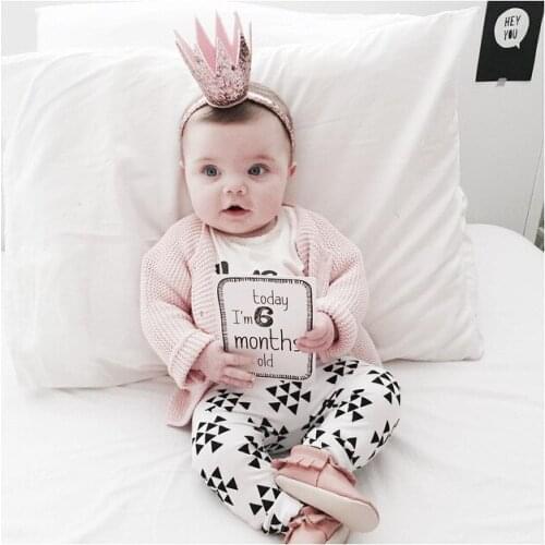 2020 Autumn New Born Baby girls clothing sets infant long-sleeved letter cotton T-shirt & pants Here Comes Trouble babe girl