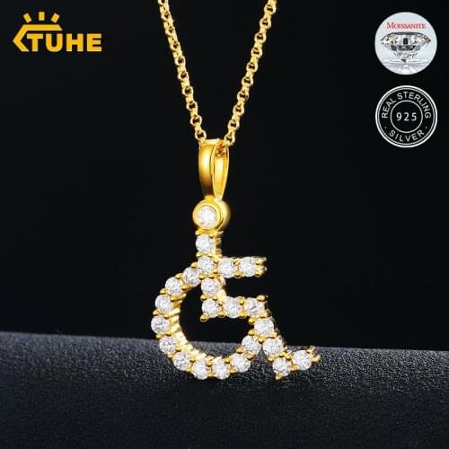 Fashion Moissanite Wheelchair Pendant Necklace Top Quality 100% 925 Sterling Silver For Mens Women Hip Hop Jewelry 2021