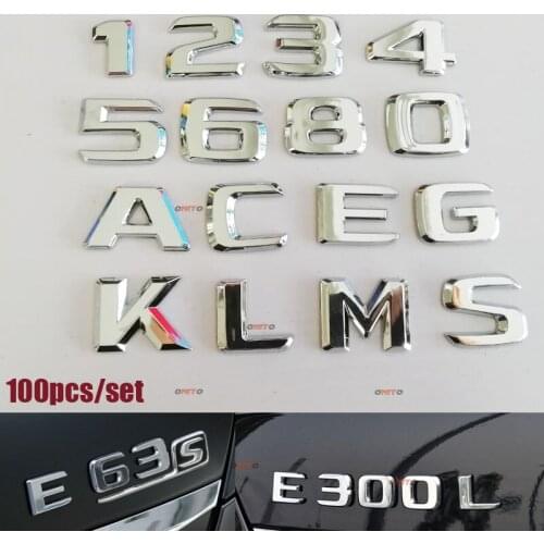 Flat Type 100x Car Rear Sticker Emblem Letters Decoration For Mercedes Benz GLE GLA CLA 260 300 320 400 0/1/2/3/4/5/6/8/0/A/E/C