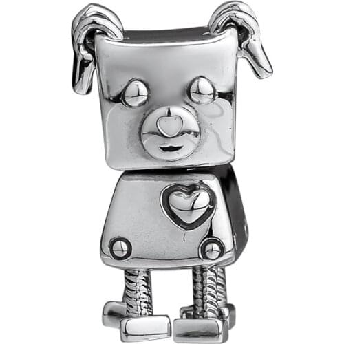 Fits for Pandora Charms Bracelets Bobby Bot Dog Beads 100% 925 Sterling Silver Jewelry Free Shipping