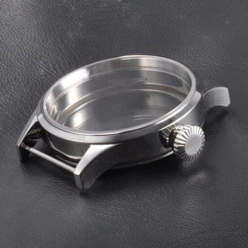 Corgeut 43mm Sapphire Glass polished SS Case Fit 6497/6498 movement