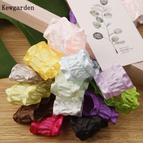 Kewgarden DIY Hairbow Brooch Accessories Webbing 25mm 38mm 1" 1.5" Ruffle Satin Ribbon Handmade Tape 10 Yards