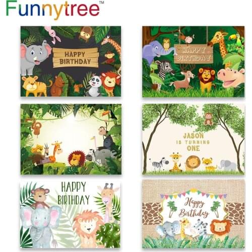 Funnytree Birthday Photo Background Photography Studio Safari Party Jungle Animal Forest Kid Child Backdrop Photozone Photophone