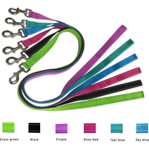 Reflective Nylon Dog Leash for Boy Girl 3 Sizes S M L Durable Dog Tracking Leash with Stitch for Pet Night Walking