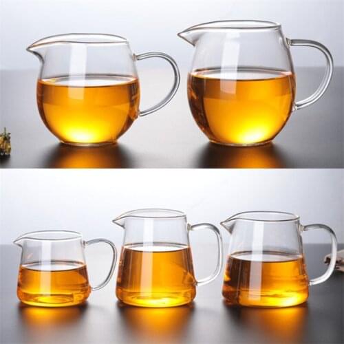 Heat-Resistant Transparent Glass Tea Pot Kung Fu Fair Cup Handmade Office Kettle Teacups Creative Teaware with Handle Drinkware