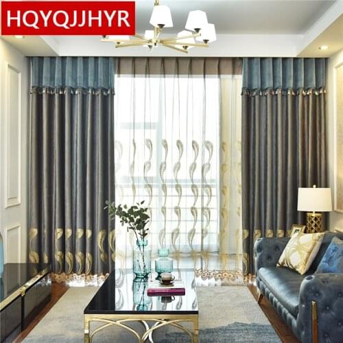 European Top High Quality Velvet Embroidered Villa Curtains For Living Room Exquisite Luxury Curtains For Bedroom Kitchen