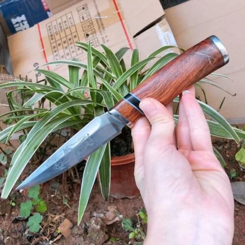 High Quality Camping Straight knife Wood Handle Outdoor Hunting Tactical Survival Combat Fixed Blade Knives EDC Multi Tools