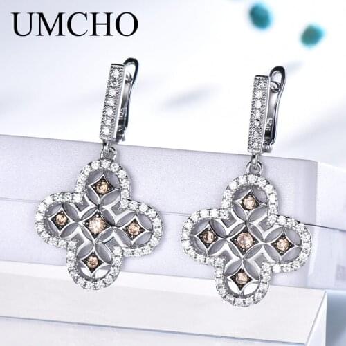 UMCHO Real 925 Sterling Silver Clip Earrings AAA+ Cubic Zircon Elegant Korean Earrings For Women Wedding Gift Fine Jewelry