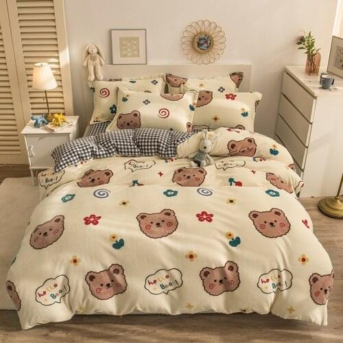 Winter Flannel Quilt Cover Bedding Set Duvet Cover Queen King Size Coral Fleece Comforter Thickening Quilt Cover Bedding Sets