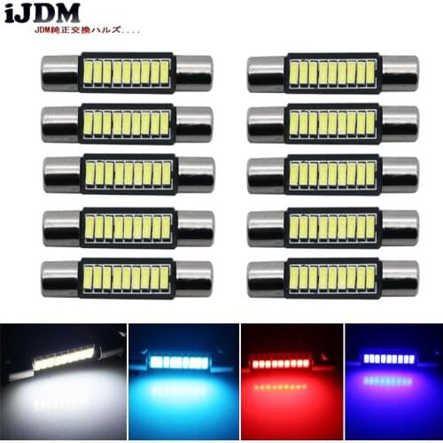 10pcs Xenon White 12V 9-SMD 29mm 6614 LED Replacement Bulbs For Car SUV Truck Sunvisor Flips Vanity Mirror Lights Red Blue