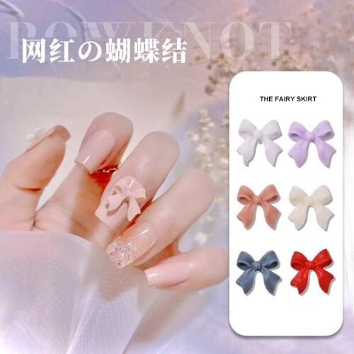 10pcs Japanese Style Crystal Bow Nail Art Decorations Candy Bowknot 3D Nails Accesorios Manicure Foils Anime DIY Nail Charms