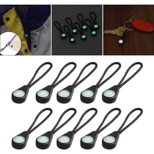 10Pack Luminous Zipper Puller Cord Zipper Tags Extension Zip for Luggage