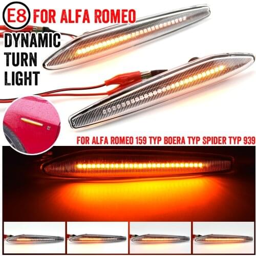 2Pcs LED Dynamic Turn Signal Light Fender Front Side Marker Lamp For Alfa Romeo Spider 159 Sportwagon Boera #60691105 60691106