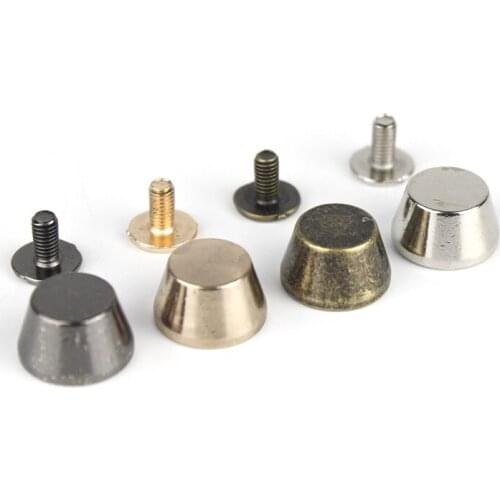 4pcs 12 x 7mm Handbag Bottom Protecting Feet Nail Bucket Shape Flat Studs Screw Back Spikes Rivets Leather Craft Bag Purse Decor