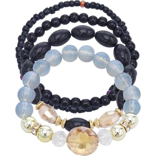 4Pcs/Set Bohemian colorful Beads Tassel Layered Bracelet Set for Women Handmade Chains Rope Adjustable Bangle Set Indian Jewelry