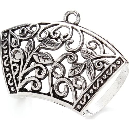 5pcs/lot 45x33mm Antique Silver Color Hollow Flower Pinch Bails Clips Connectors for Pendant Necklace Jewelry Making