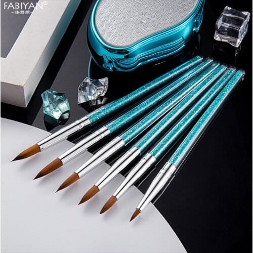 6Pcs Acrylic Liquid Powder Nail Art Brush Carving Dotting UV Gel Drawing Painting Pen Rhinestone Handle Tool Set