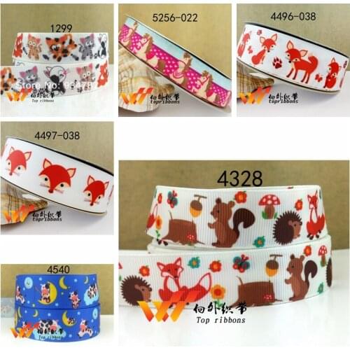Free shipping 50 yard cartoon printed grosgrain ribbon 1299