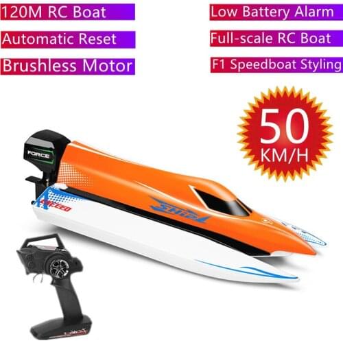 Brushless Steering Gear Adjustment RC Boat 50KM/H Capsizing Auto Reset Water Cooling Circulation System Remote Control Speedboat